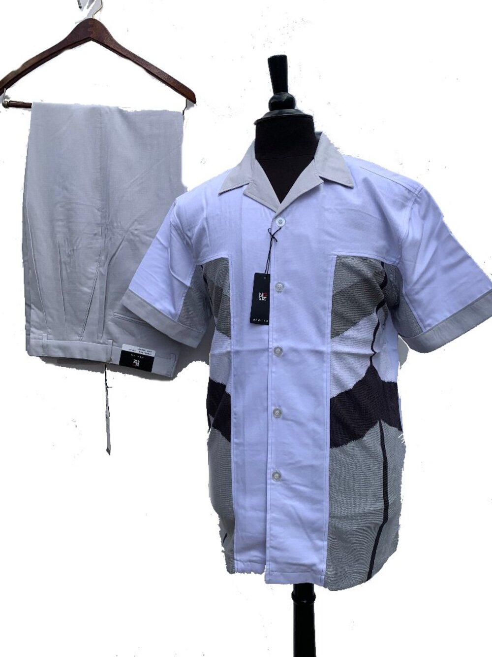 Casual Button Down 2 piece Short Sleeve Shirt and Pant NEW-GEN For Men